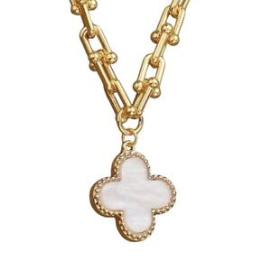 Clover Hardware Necklace - G- WH (7206)